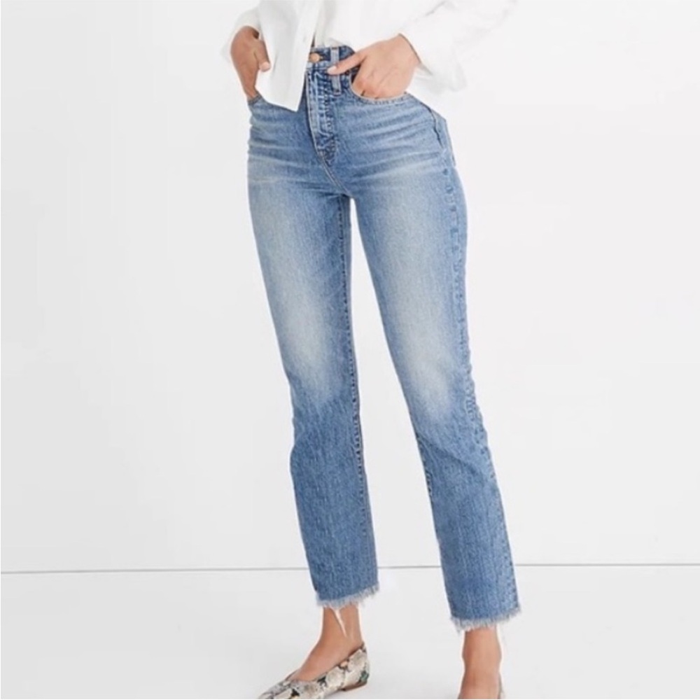 Madewell The Perfect Vintage Jean Raw Hem Distressed Knee Size 26